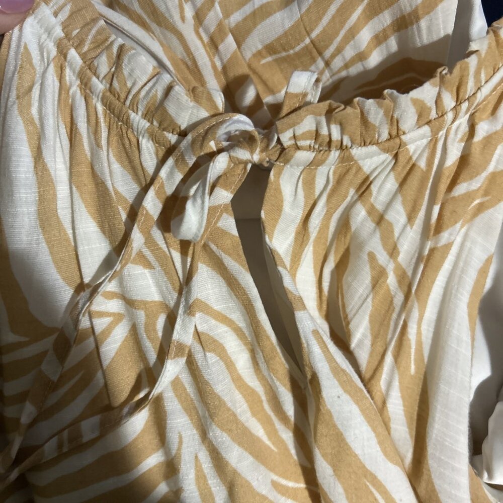 Animal Print Boho Tribal XXL Maxi Dress Flowy Beach Cruise Vacation Tan 9 West - Picture 12 of 15